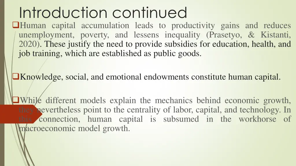 introduction continued human capital accumulation