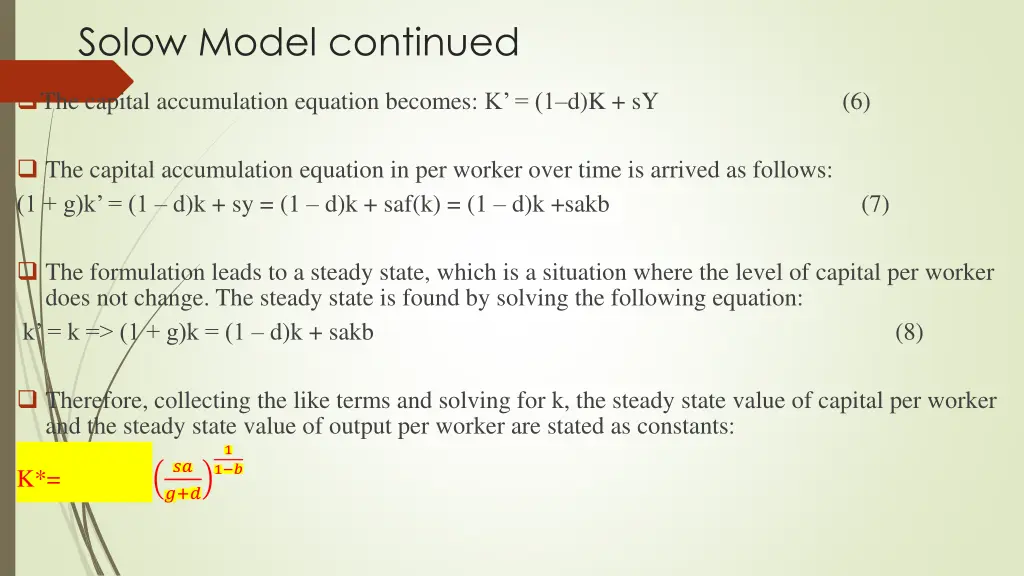 solow model continued