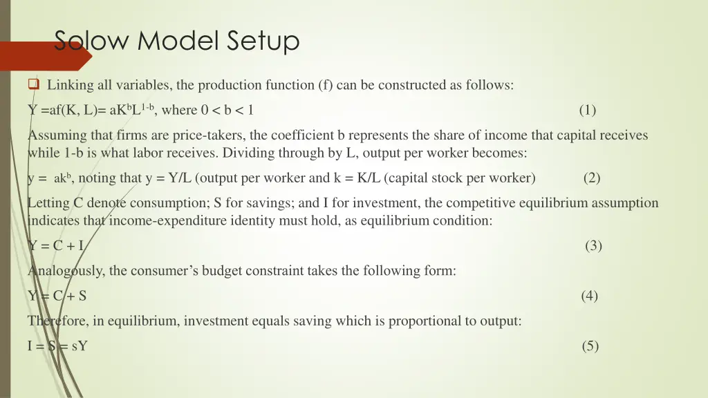 solow model setup