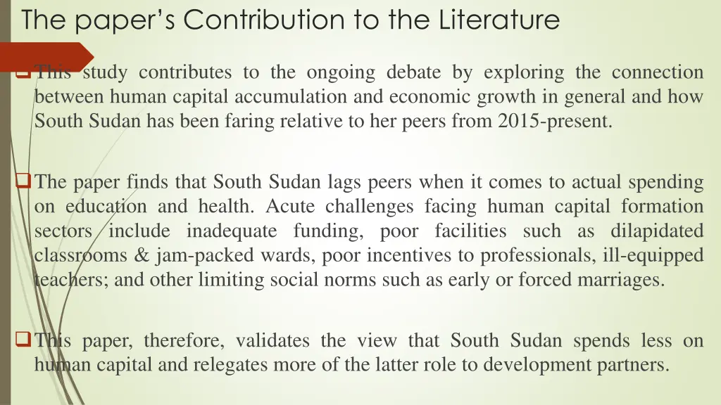 the paper s contribution to the literature