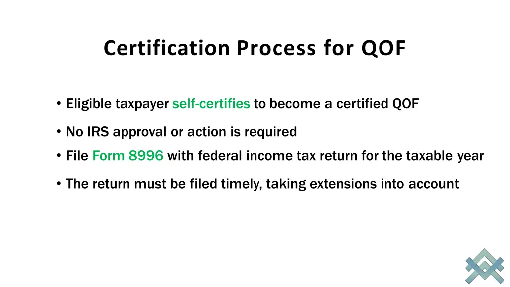 certification process for qof