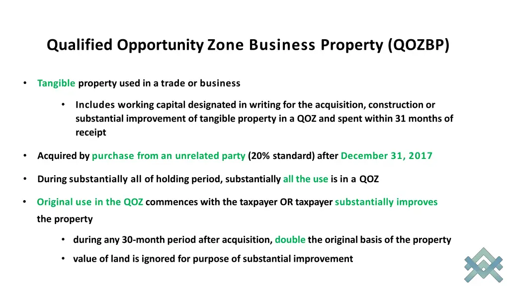 qualified opportunity zone business property qozbp