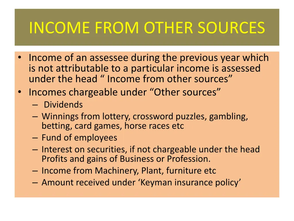 income from other sources