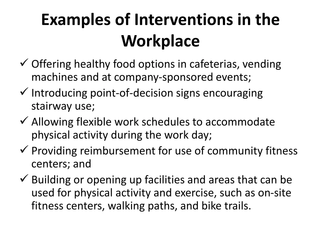 examples of interventions in the workplace