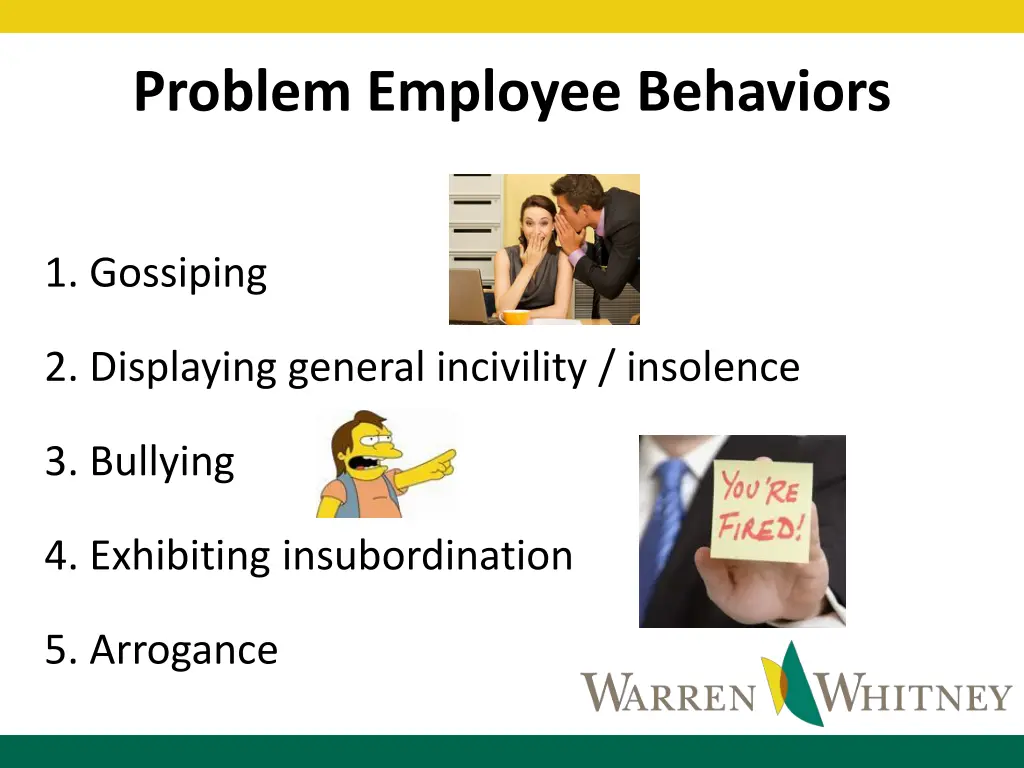 problem employee behaviors