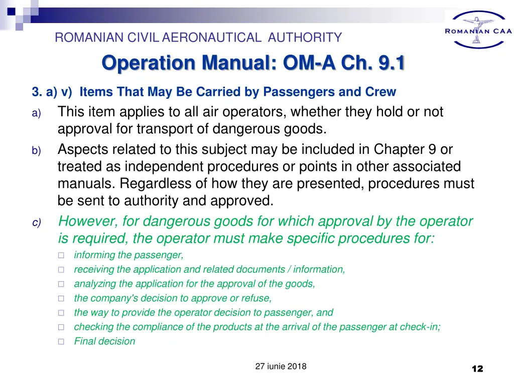 romanian civil aeronautical authority operation 10