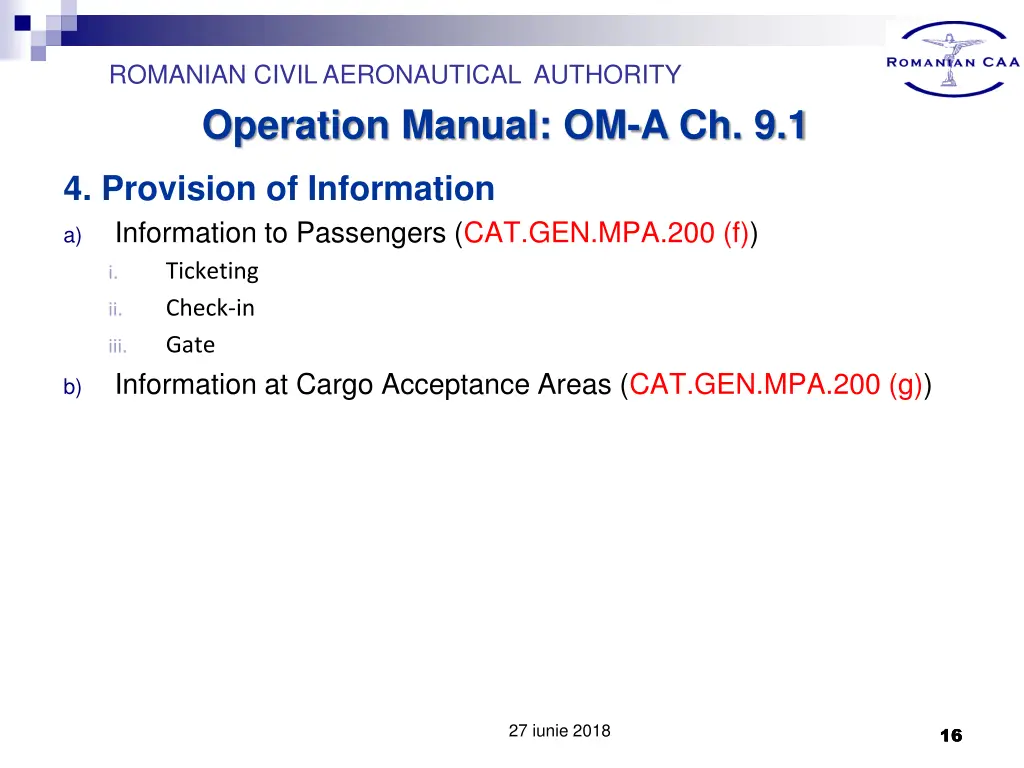 romanian civil aeronautical authority operation 14