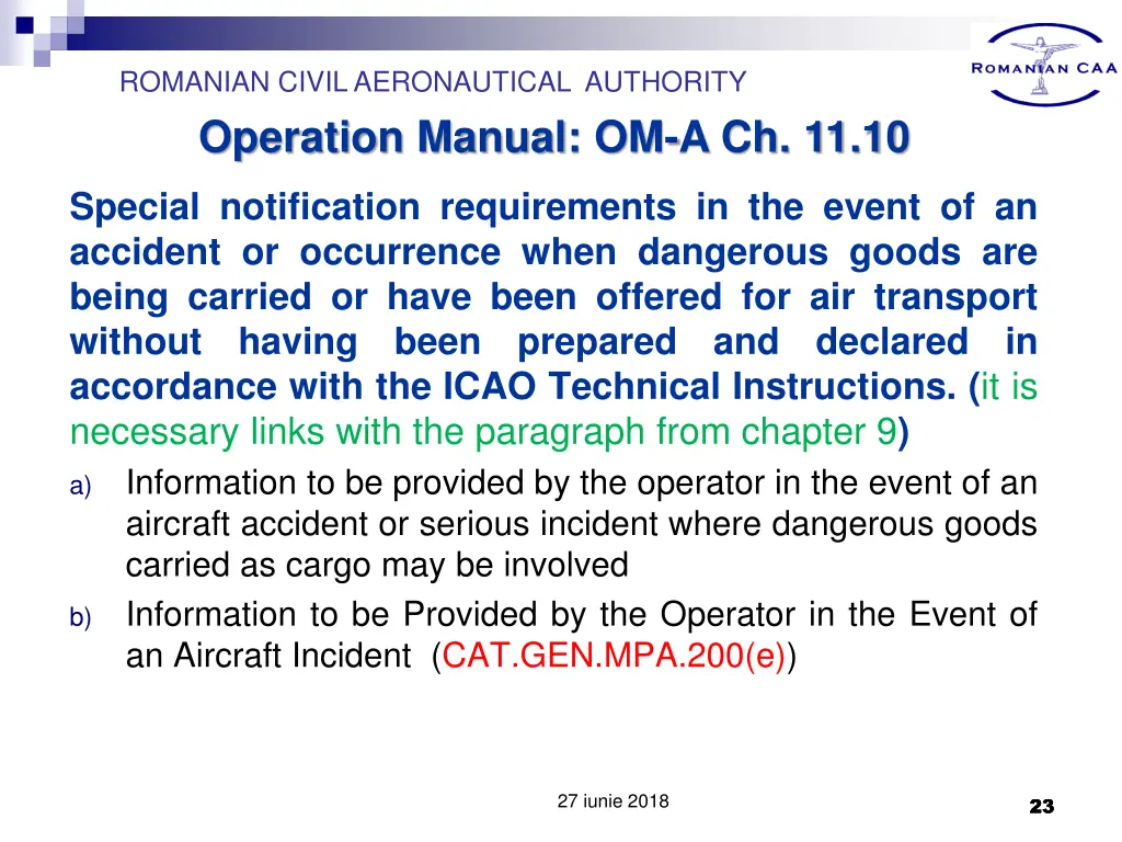 romanian civil aeronautical authority operation 21