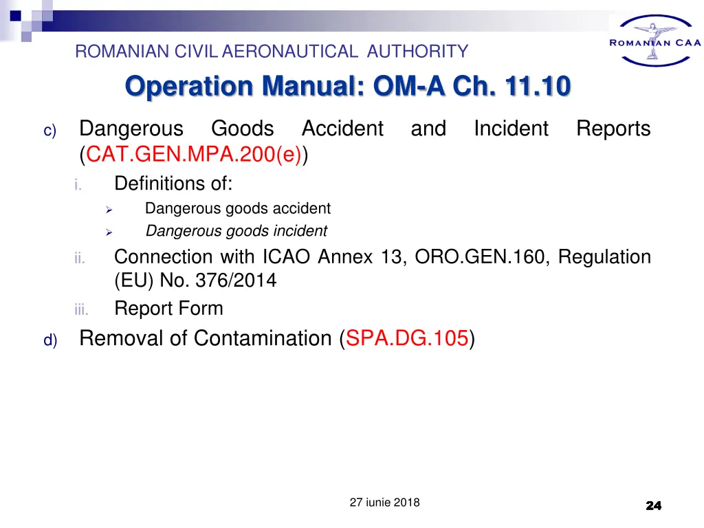 romanian civil aeronautical authority operation 22