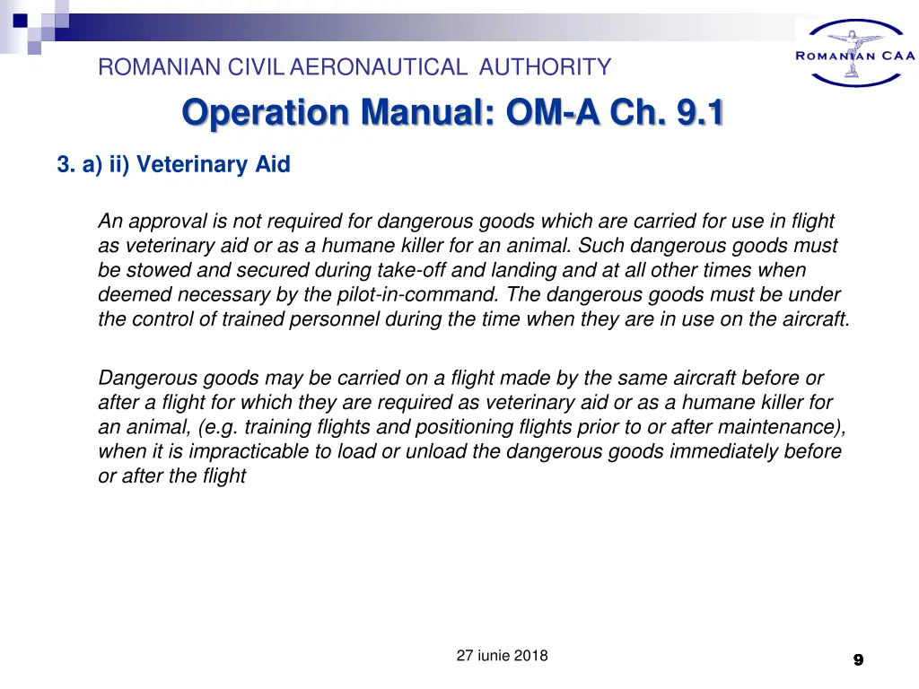 romanian civil aeronautical authority operation 7