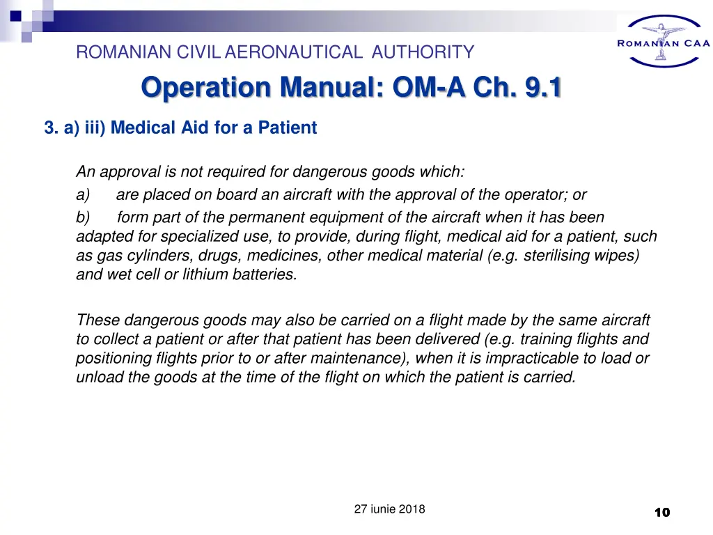 romanian civil aeronautical authority operation 8