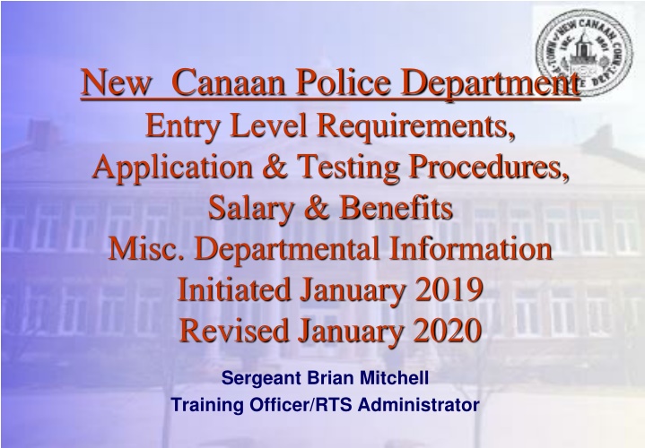 new canaan police department entry level