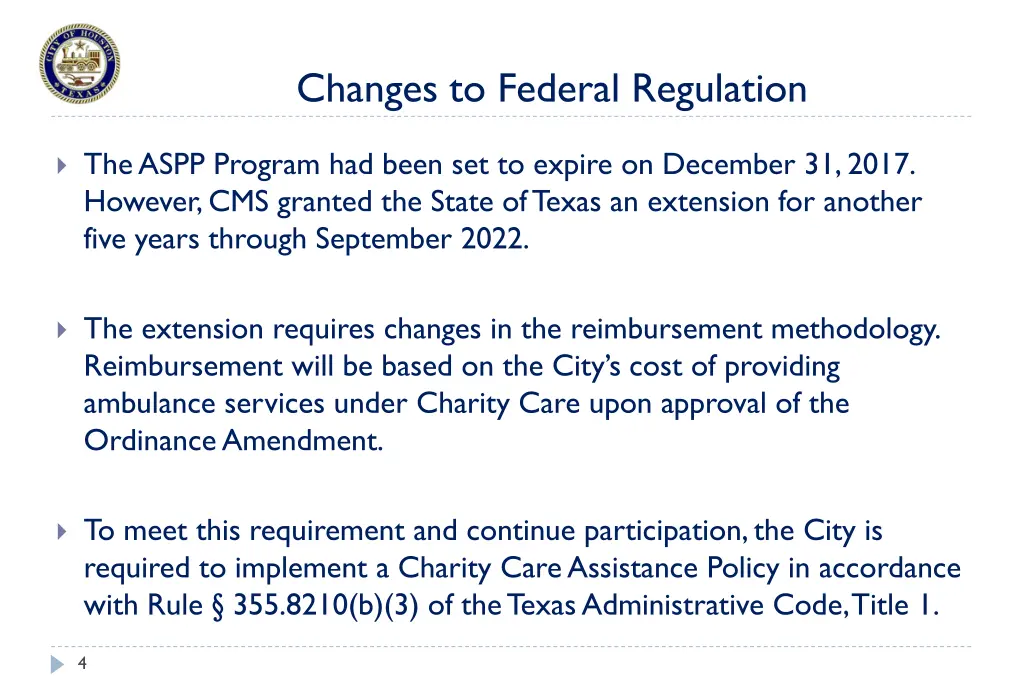 changes to federal regulation