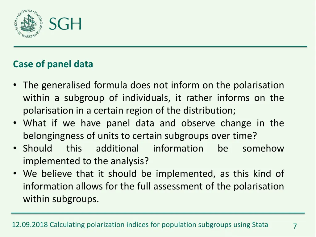 case of panel data