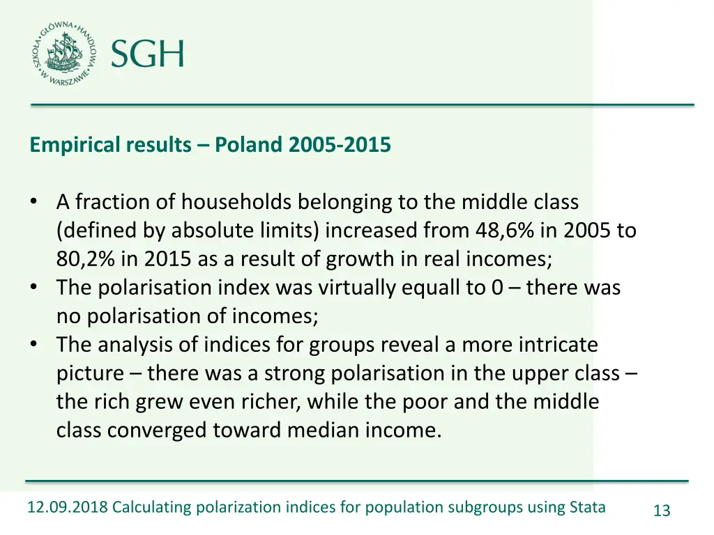 empirical results poland 2005 2015 2