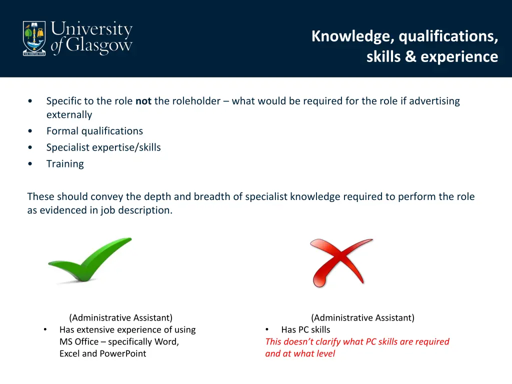 knowledge qualifications skills experience