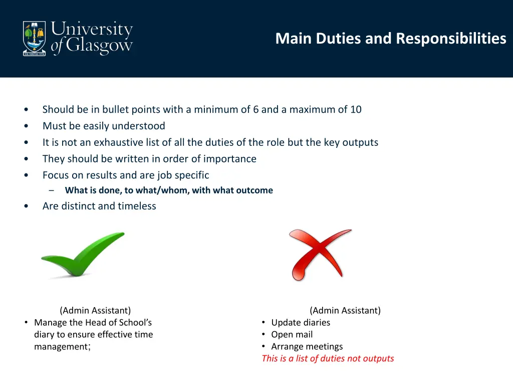 main duties and responsibilities