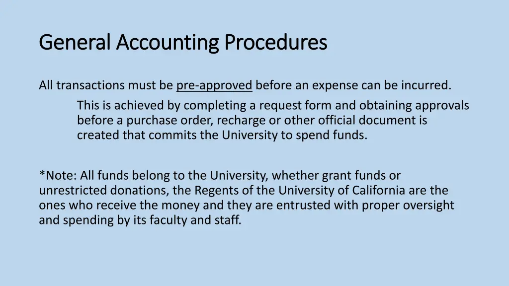 general accounting procedures general accounting