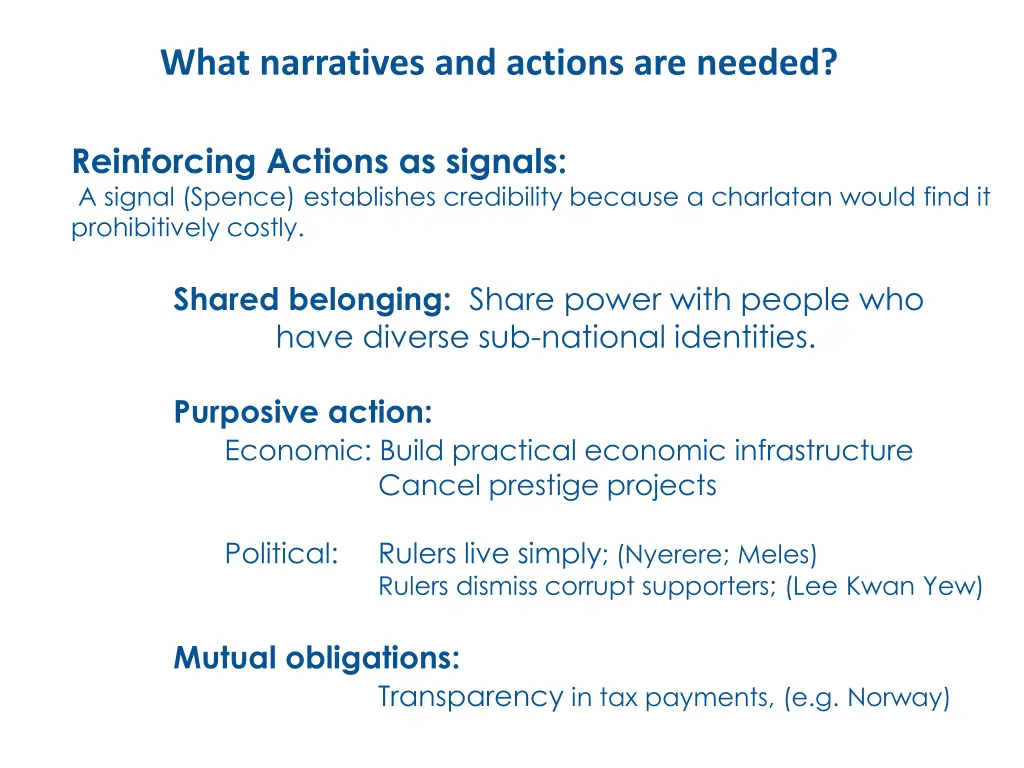 what narratives and actions are needed 1