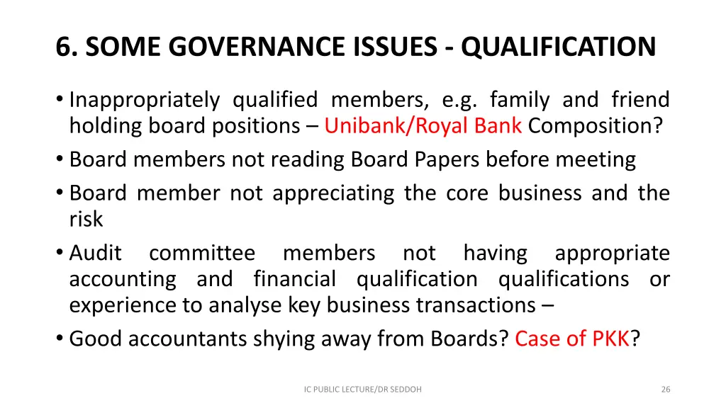 6 some governance issues qualification