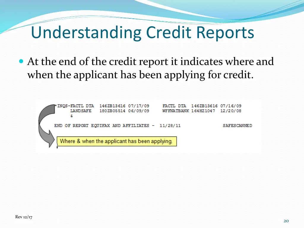 understanding credit reports 17