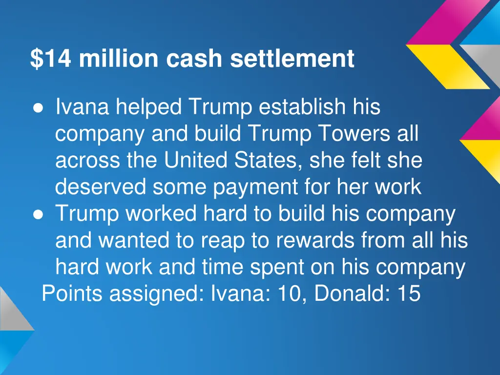 14 million cash settlement