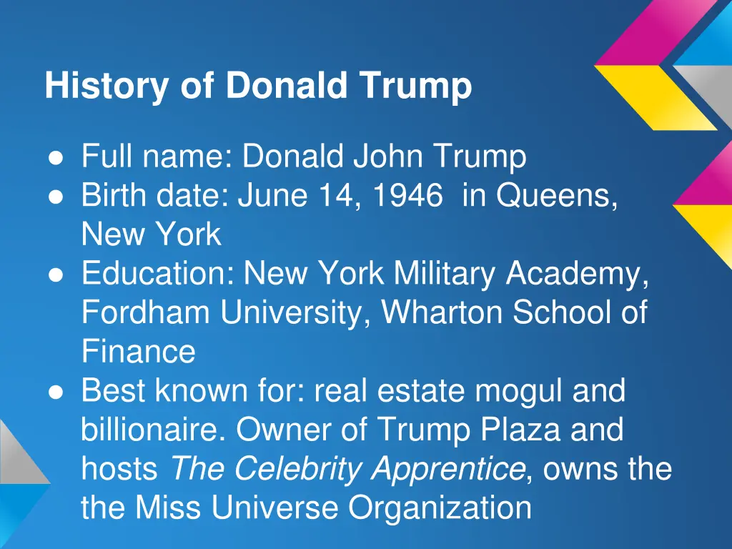 history of donald trump