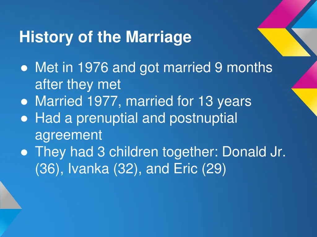 history of the marriage