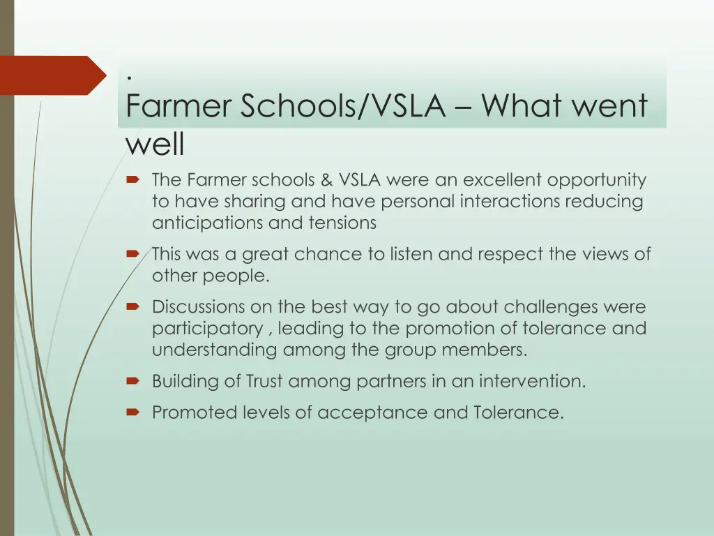 farmer schools vsla what went well the farmer