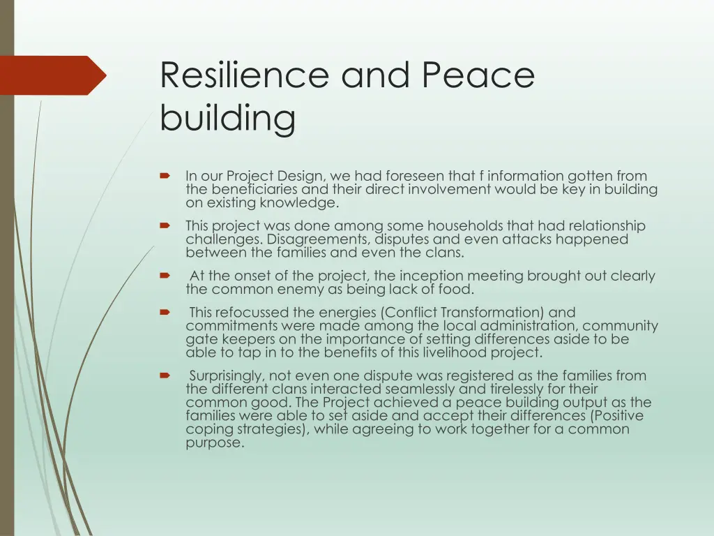 resilience and peace building