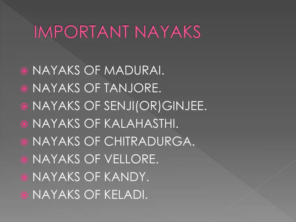 important nayaks