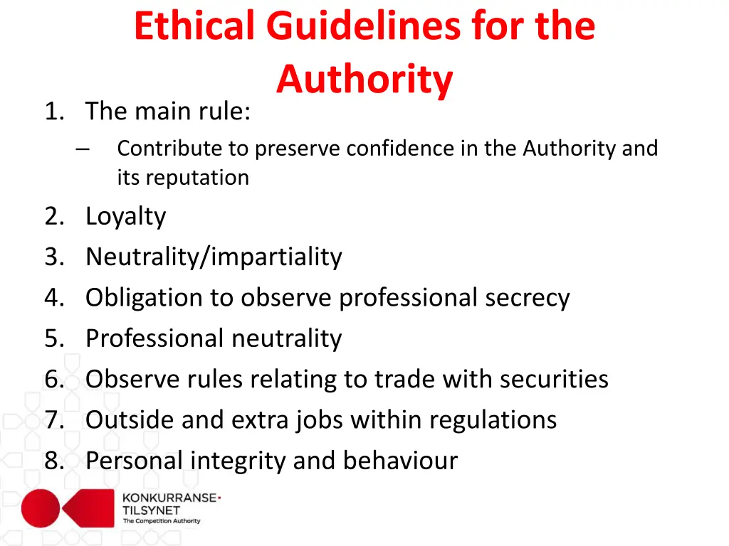 ethical guidelines for the authority 1 the main