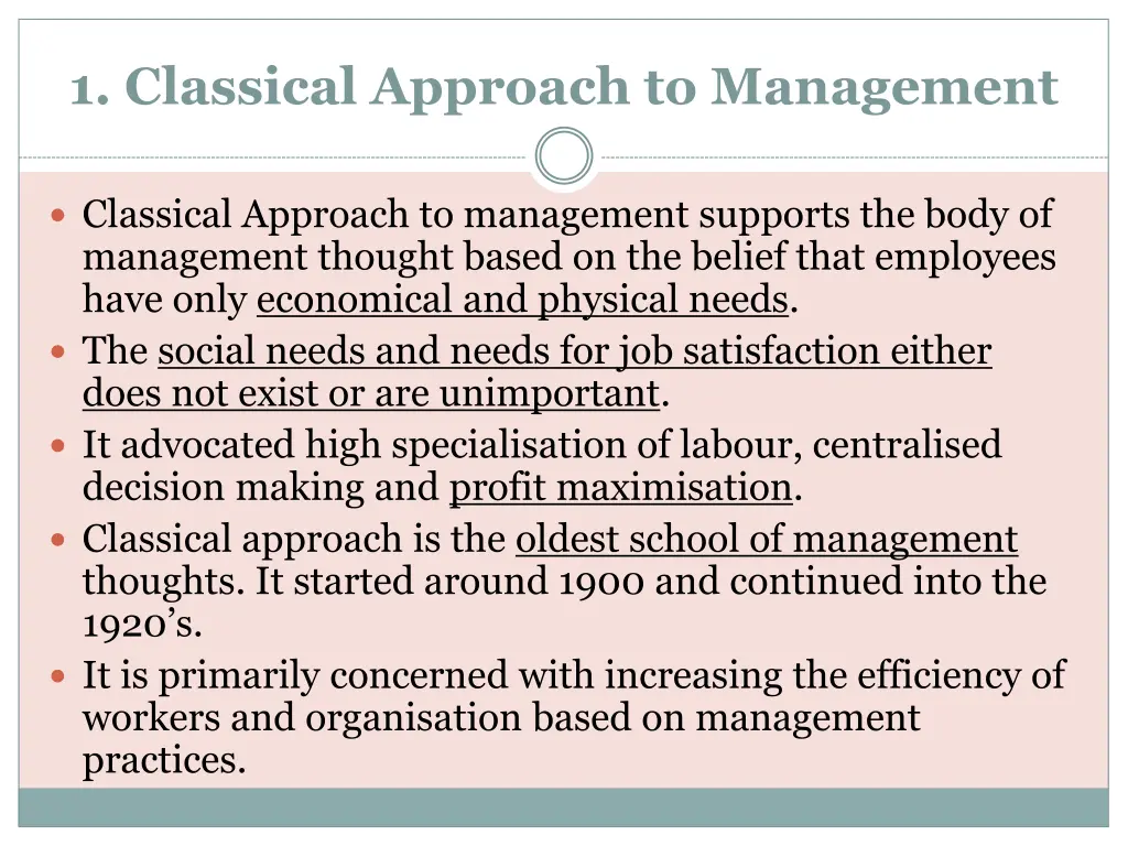 1 classical approach to management