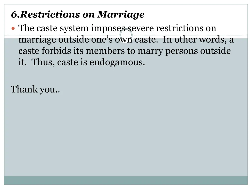 6 restrictions on marriage the caste system