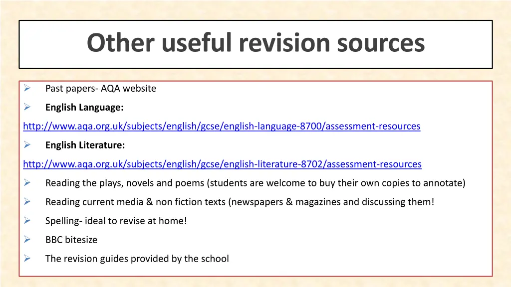 other useful revision sources