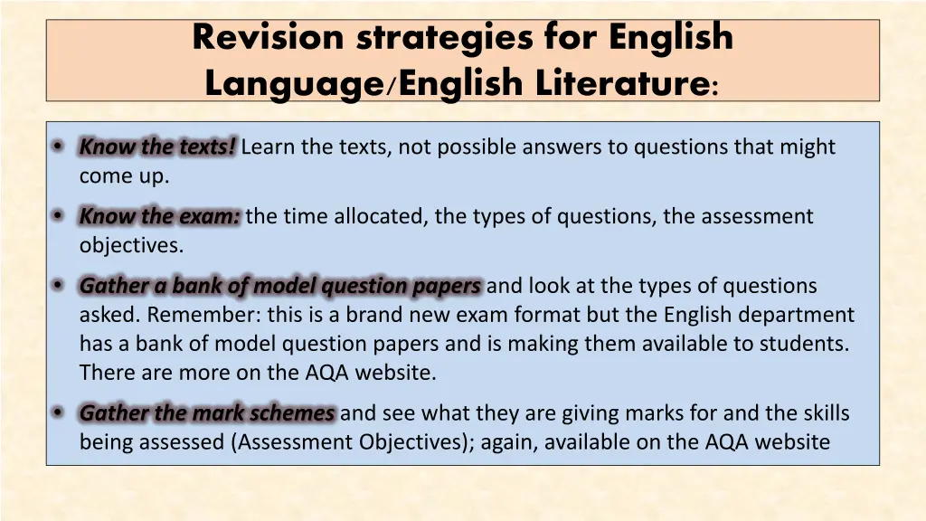 revision strategies for english language english