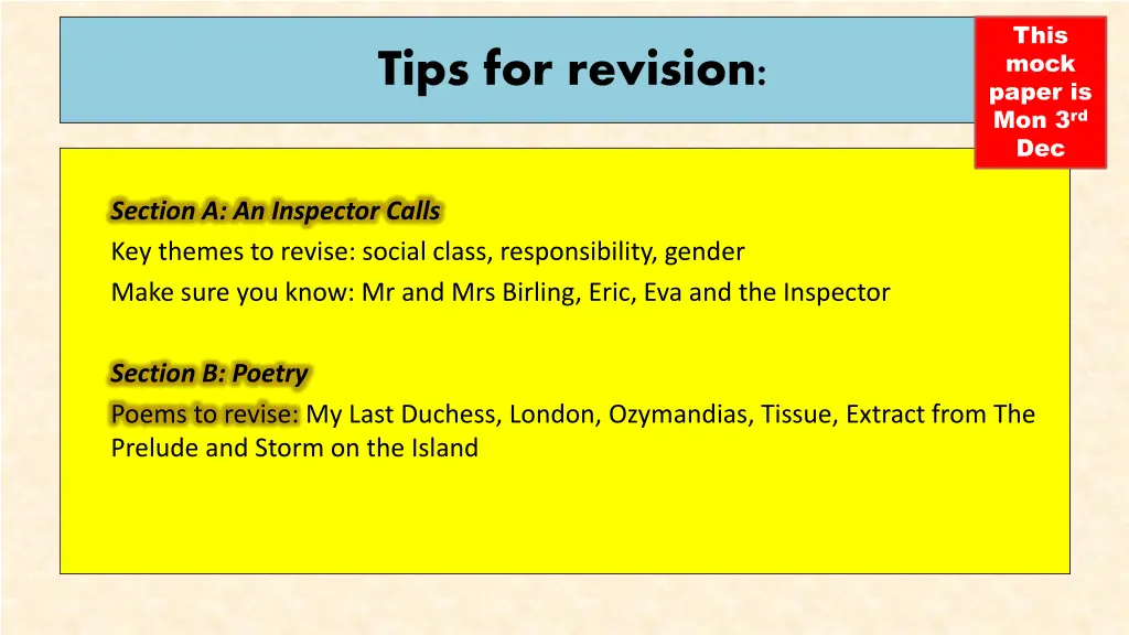 this mock paper is mon 3 rd dec