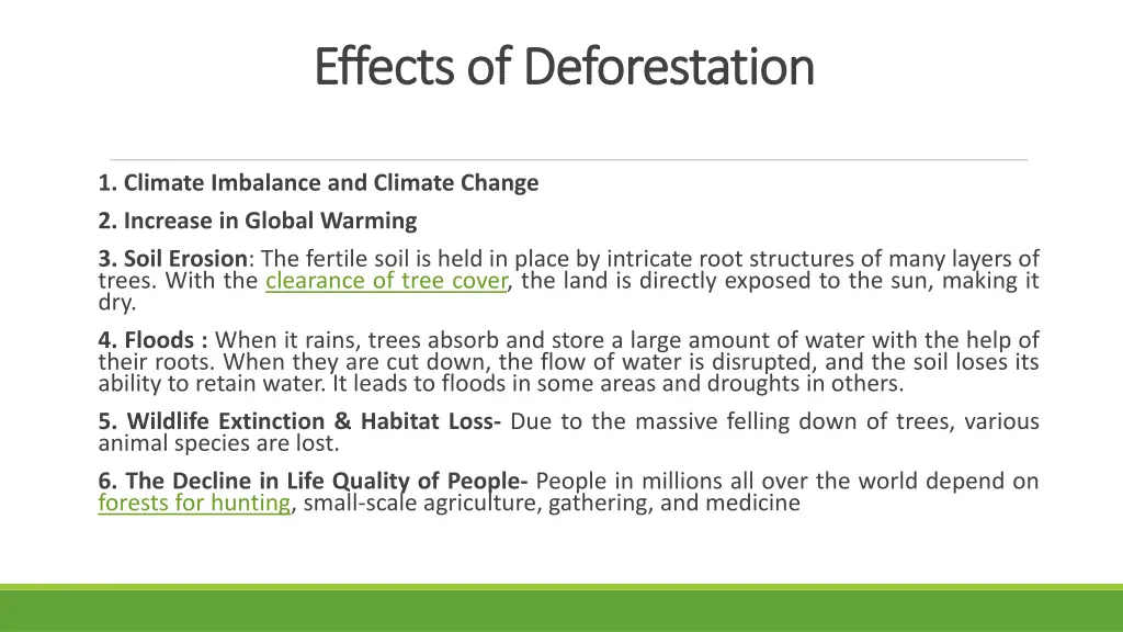 effects of deforestation effects of deforestation