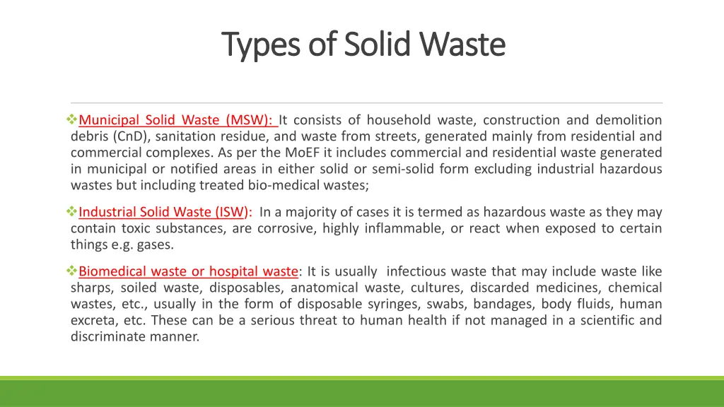 types of solid waste types of solid waste