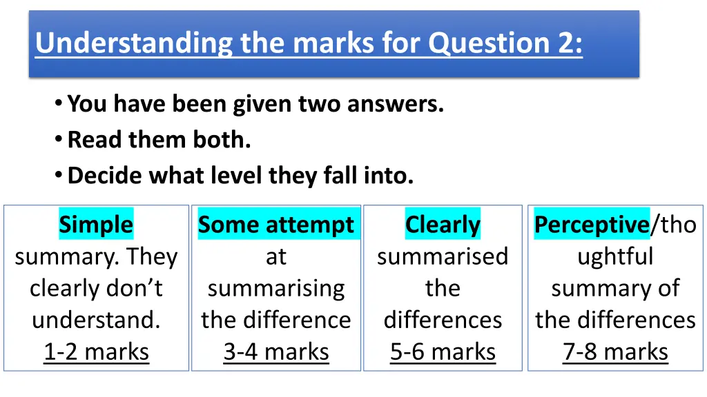 understanding the marks for question 2 1