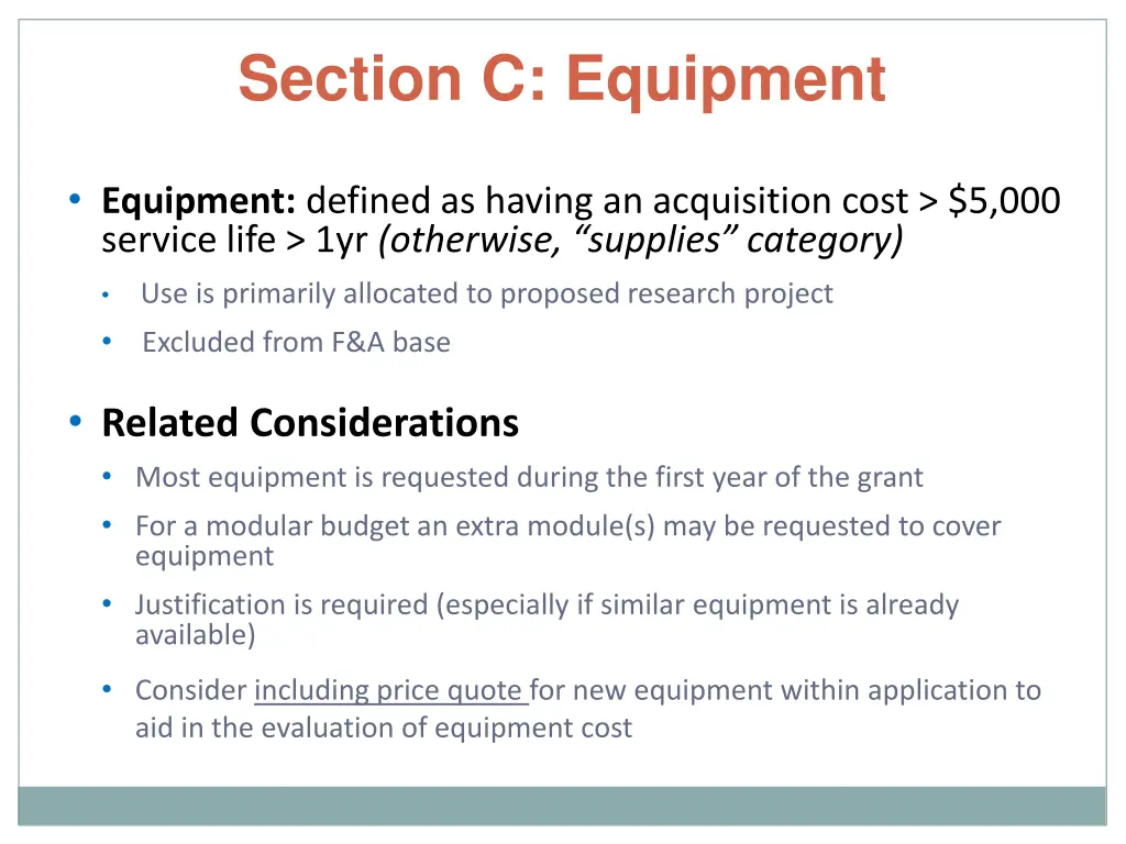 section c equipment