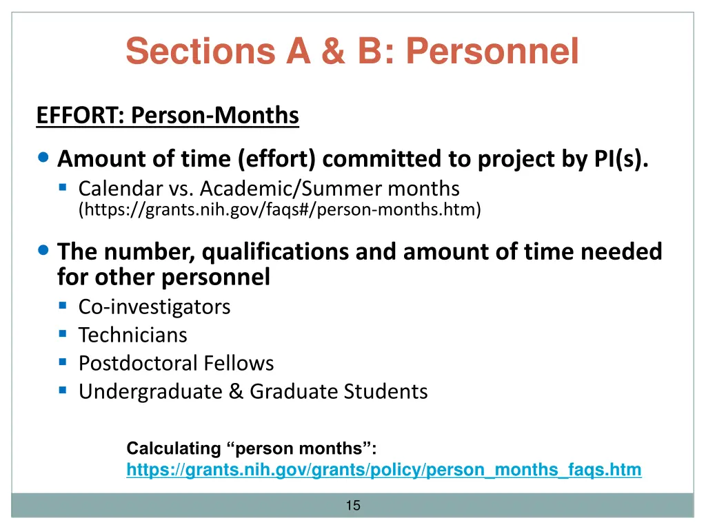 sections a b personnel