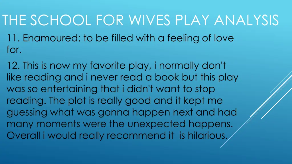 the school for wives play analysis 11 enamoured