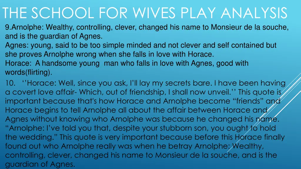 the school for wives play analysis 9 arnolphe