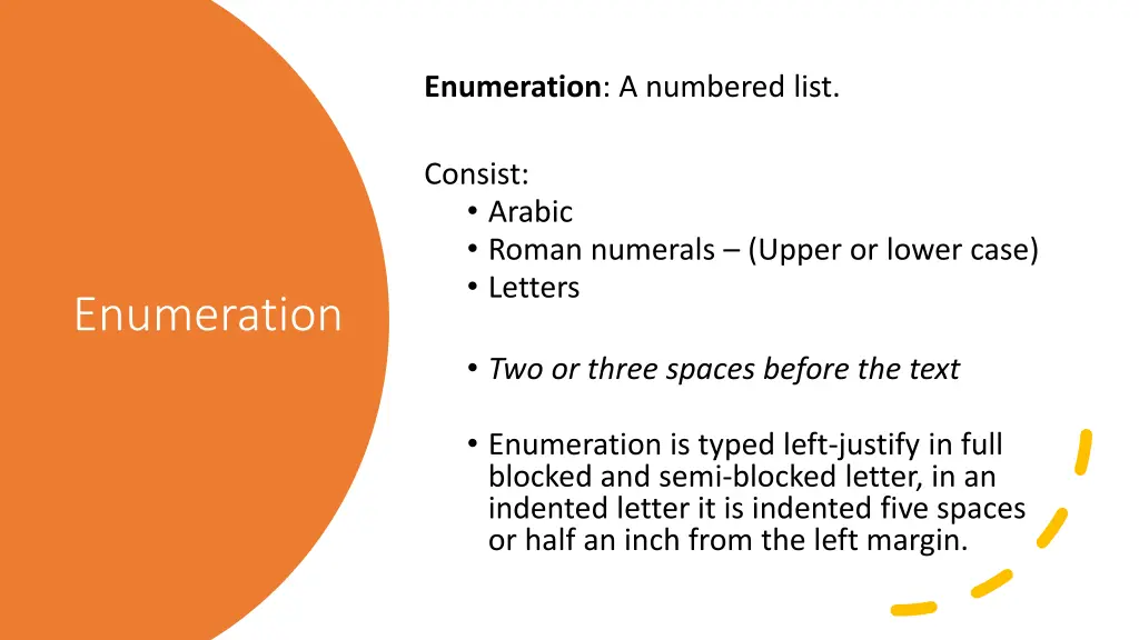 enumeration a numbered list