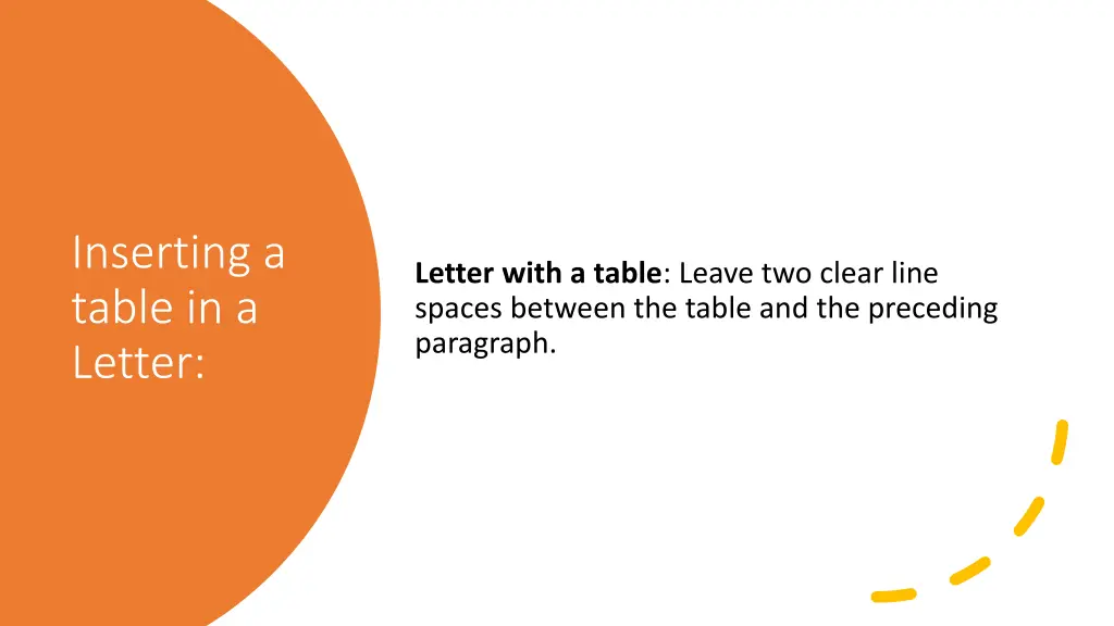 inserting a table in a letter