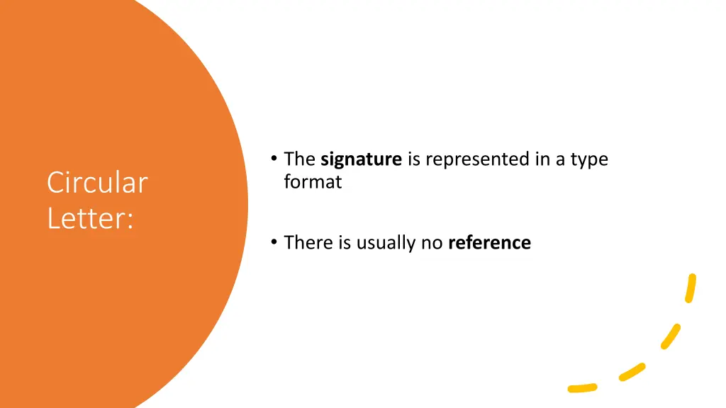 the signature is represented in a type format