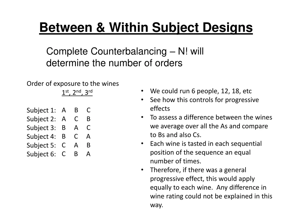 between within subject designs 10