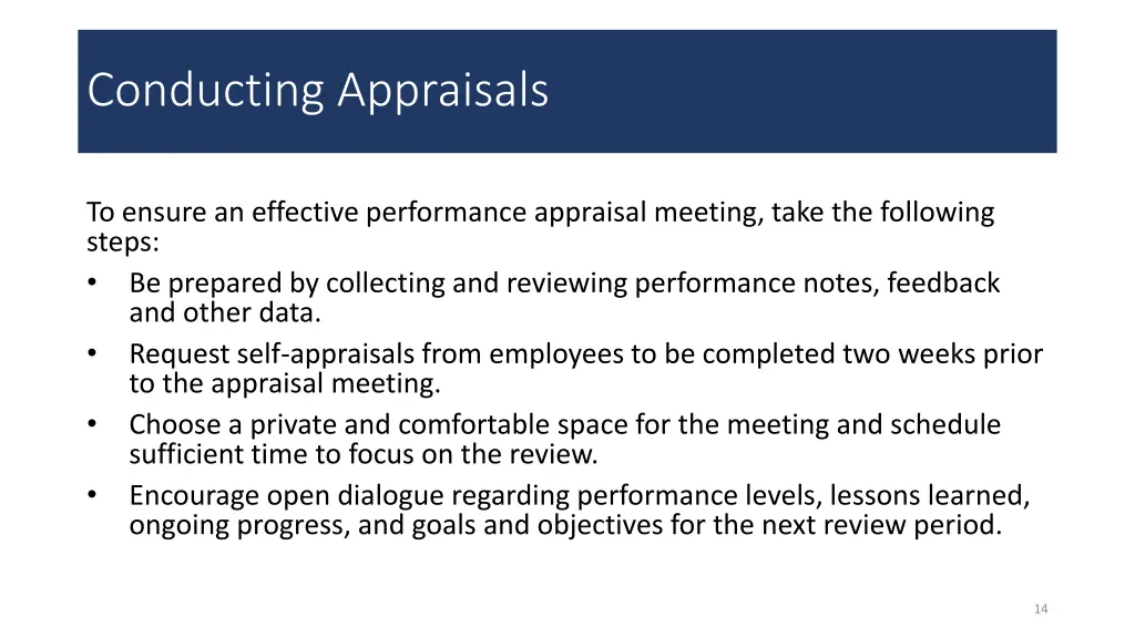 conducting appraisals