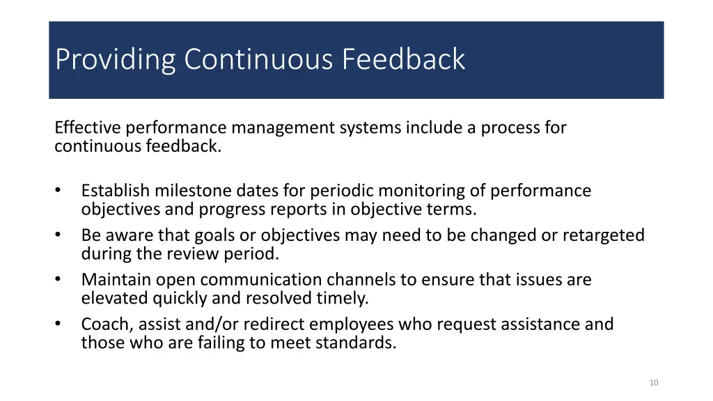 providing continuous feedback